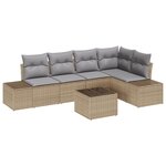 vidaXL Ensemble de Canapés de Jardin 6 pièces avec Coussins Noir Rotin Poly
