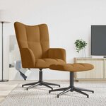 vidaXL Chaise de relaxation avec tabouret Marron Velours