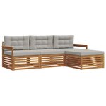 vidaXL Ensemble de canapés d'extérieur 4 pc Gris Naturel et Clair