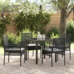 vidaXL Ensemble de salle à manger de jardin 5 pièces avec coussins en rattan poly noir