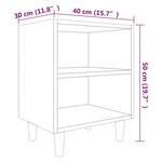 vidaXL Table de chevet avec pieds en bois Sonoma gris 40x30x50 cm