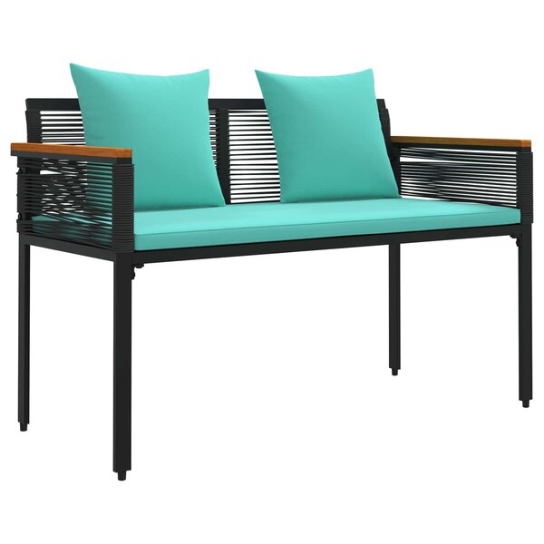 vidaXL Banc extérieur Noir et turquoise 117 x 54 x 74.5 cm polyrotin