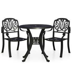 vidaXL Ensemble de bistro 3 Pièces Aluminium coulé Noir