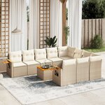 vidaXL Salon de jardin 11 Pièces avec coussins beige résine tressée
