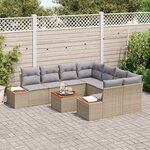 vidaXL Ensemble de canapé de jardin 9 Pièces Beige Poly rotin