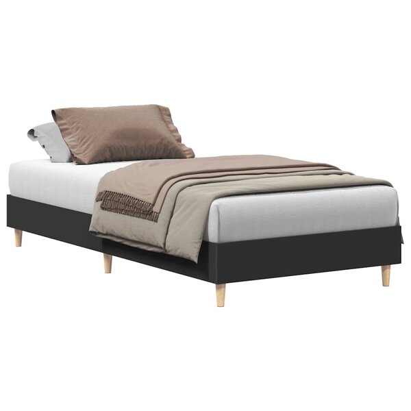 vidaXL Cadre de lit sans matelas noir 100x200 cm bois d'ingénierie