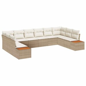 vidaXL Ensemble de canapé de jardin 10 Pièces Beige et crème Polyrotin