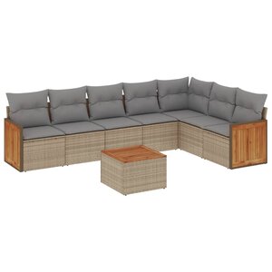 vidaXL Salon de jardin avec coussins 8 Pièces beige résine tressée