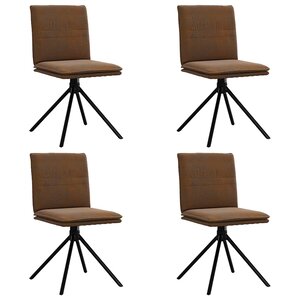 vidaXL Chaises à manger lot de 4 marron similicuir daim