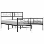 vidaXL Cadre de lit métal sans matelas avec pied de lit noir 150x200cm