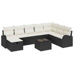 vidaXL Ensemble de canapé de jardin avec coussin 9 Pièces Noir et crème