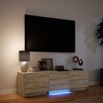 vidaXL Meuble TV avec LED avec LED Chêne Sonoma 140 x 34 x 40 cm