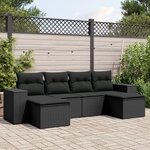 vidaXL Salon de jardin 6 Pièces avec coussins noir résine tressée