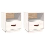 vidaXL Tables de chevet 2 Pièces Blanc 40x34x45 cm Bois de pin massif