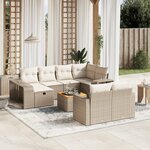 vidaXL Salon de jardin 11 Pièces avec coussins beige résine tressée