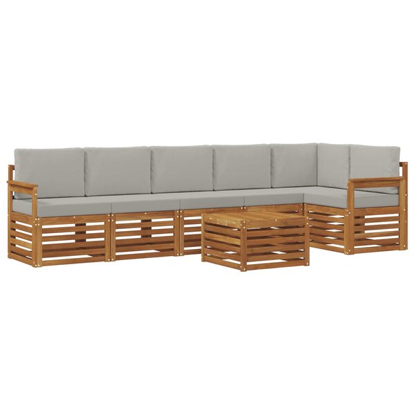 vidaXL Ensemble de canapés d'extérieur 7 pc Gris Naturel et Clair