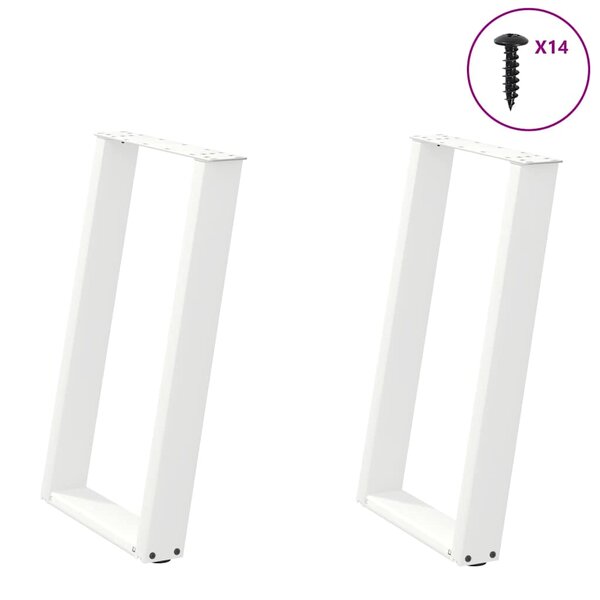vidaXL Pieds de table à manger en U  2 pièces  blanc  50 x (72-73) cm  acier