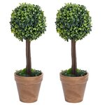 vidaXL Plantes de buis artificiel 2 Pièces avec pots Boule Vert 41 cm