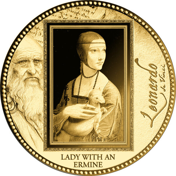Monnaie LADY WITH AN ERMINE Da Vinci 1/200 Oz Or 5000 Francs Gabon (PRÉCOMMANDE)