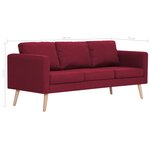 vidaXL Canapé à 3 places Tissu Rouge bordeaux