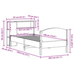 vidaXL Lit bibliothèque sans matelas 75x190 cm bois de pin massif