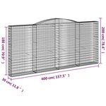 vidaXL Panier de gabions arqué 400x30x180/200 cm Fer galvanisé