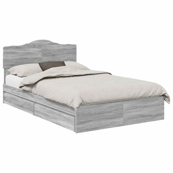 vidaXL Lit de Rangement Gris Sonoma 120 x 190 cm Bois d'ingénierie
