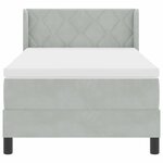 vidaXL Lit à ressorts avec matelas Gris clair 190 x 90 cm Polyester