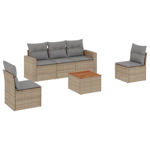 vidaXL Salon de jardin avec coussins 6 Pièces beige résine tressée