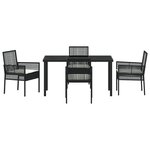 vidaXL Ensemble de salle à manger de jardin 5 pièces avec coussins en poly rotin noir