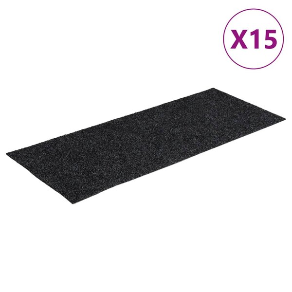 vidaXL Tapis d'escalier autocollants Rectangulaire 15 Pièces 60x25cm Gris