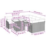 Ensemble de Canapés de Jardin 9 Pièces avec Coussins Rotin Poly Noir vidaXL