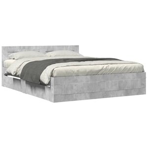 vidaXL Cadre de lit et tête de lit sans matelas gris béton 160x200 cm