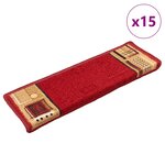 vidaXL Tapis d'escalier autocollants 15 Pièces 65x21x4 cm Rouge