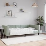vidaXL Lit de jour gris clair 100x190 cm velours