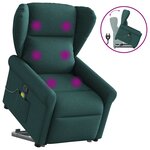 vidaXL Fauteuil inclinable de massage Vert foncé Tissu