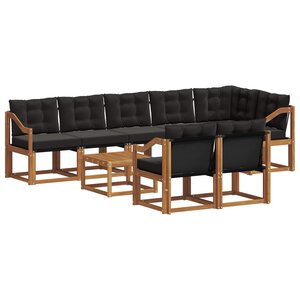 vidaXL Ensemble de canapés d'extérieur 9 pc Naturel et Noir
