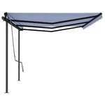 vidaXL Auvent automatique rétractable avec poteaux 6x3 m Bleu et blanc