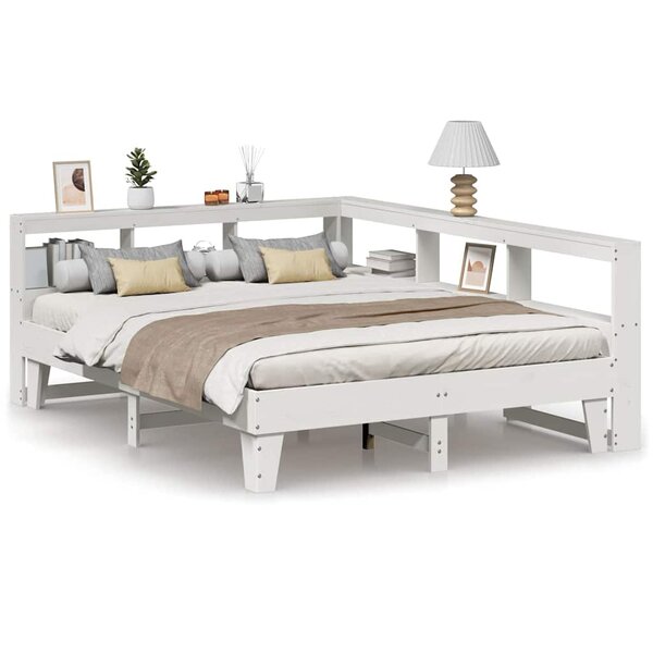 vidaXL Lit bibliothèque sans matelas blanc 140x200 cm bois pin massif