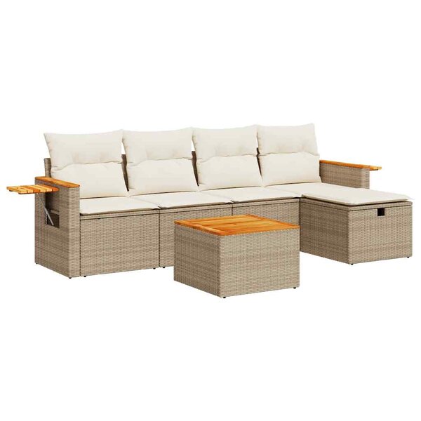 vidaXL Salon de jardin avec coussins 6 Pièces beige résine tressée