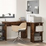 vidaXL Bureau d'Angle avec Rangement Chêne fumé 140 x 113.5 x 75 cm