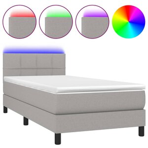 vidaXL Sommier à lattes de lit avec matelas et LED Gris clair 90x190cm