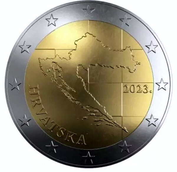 Monnaie 2 euros croatie 2023 unc - la carte