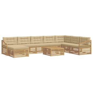 vidaXL Ensemble de canapés d'extérieur 9 pc Blanc et Beige Polyester