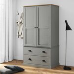 vidaXL Garde-robe VIGO gris 90x55x170 cm bois massif de pin