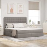 vidaXL Lit de rangement LED avec matelas Taupe 180 x 200 cm Tissu