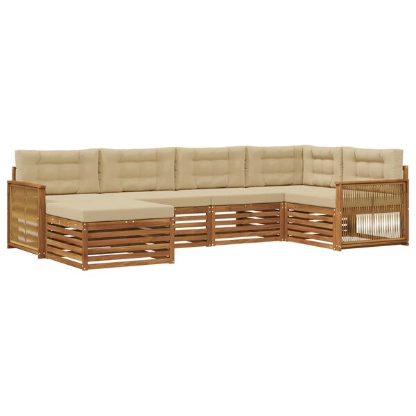 vidaXL Ensemble de canapés d'extérieur 6 Pièces Naturel et Beige
