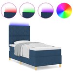 vidaXL Lit à ressorts avec Matelas & LED Bleu 100x200 cm Tissu