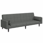 vidaXL Canapé-lit à 2 places avec repose-pied gris foncé tissu