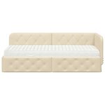 vidaXL Cadre de lit d'angle avec matelas Crème 80 x 200 cm tissu